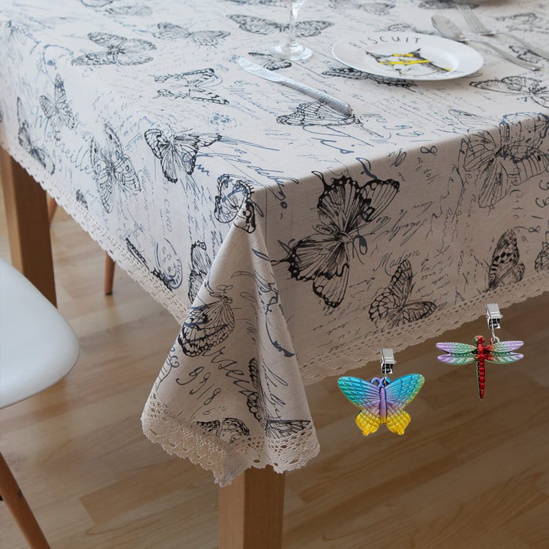 Bekith 8 Pack Vintage Tablecloth Weights on Clip Hangers, Pendant Tablecloth Weights kit with Colourful Butterfly Shape for Outdoor Garden Party Picnic Table Covers - Image 5